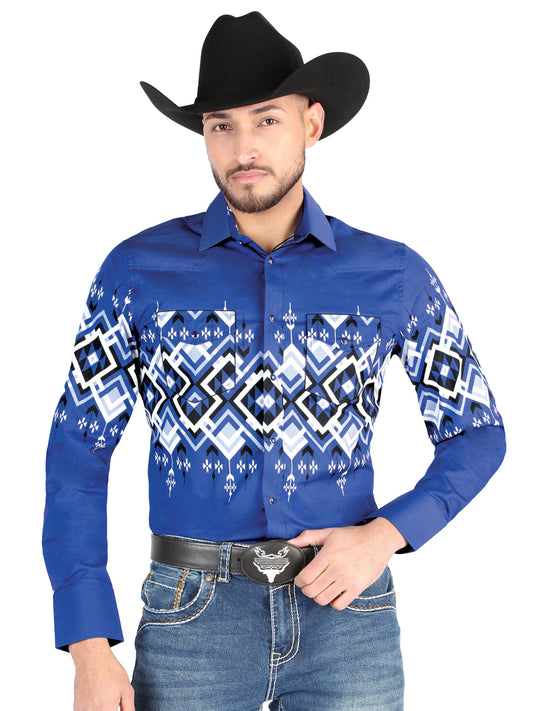 El General - Camisa casual de manga larga - Azul 44449