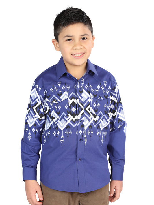 Camisa casual de manga larga de El General Azul 44464