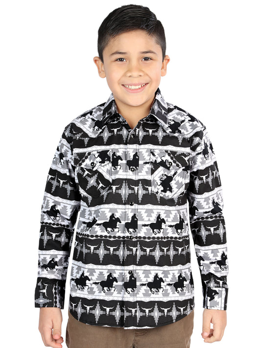 Camisa informal de manga larga de El General Negra 44495