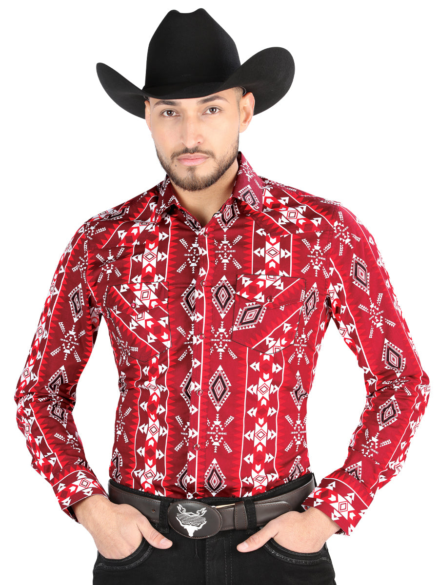 El General - Camisa casual de manga larga - Roja 44504