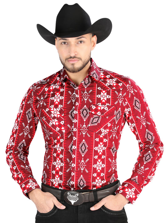El General - Camisa casual de manga larga - Roja 44504