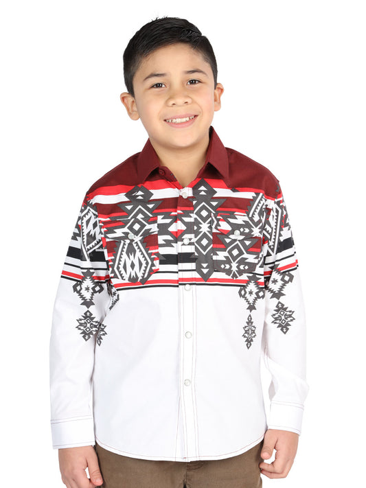 Camisa informal de manga larga de El General, color burdeos 44506