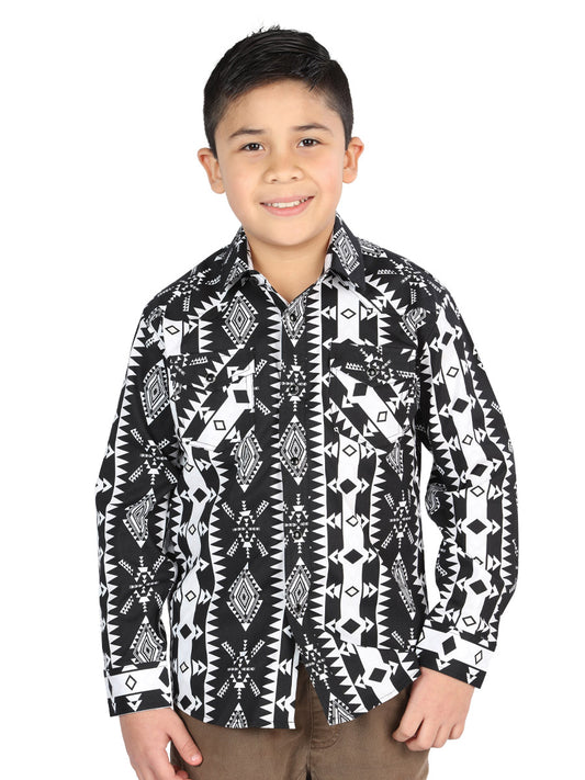 Camisa informal de manga larga de El General Negra 44507