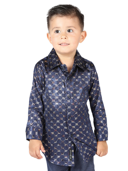 Camisa informal de manga larga El General azul marino/dorada 44566