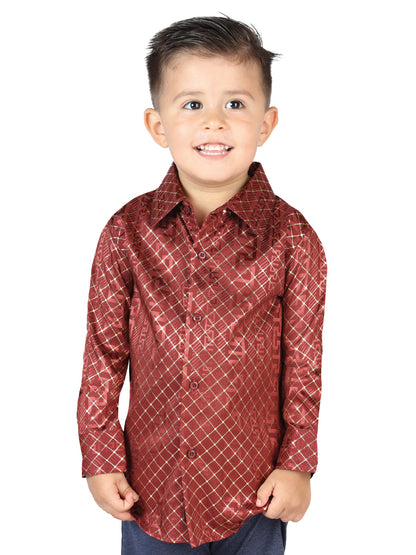 Camisa informal de manga larga color burdeos El General 44570