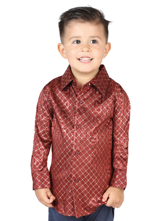 Camisa informal de manga larga color burdeos El General 44570