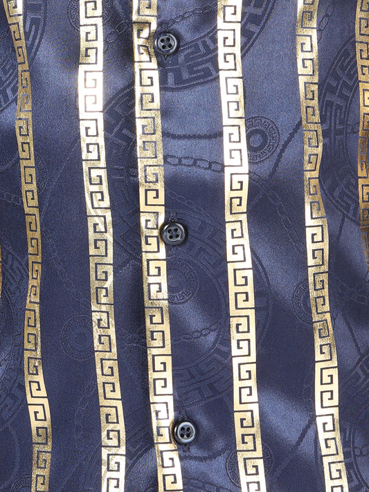 Camisa informal de manga larga azul marino/dorada El General 44571