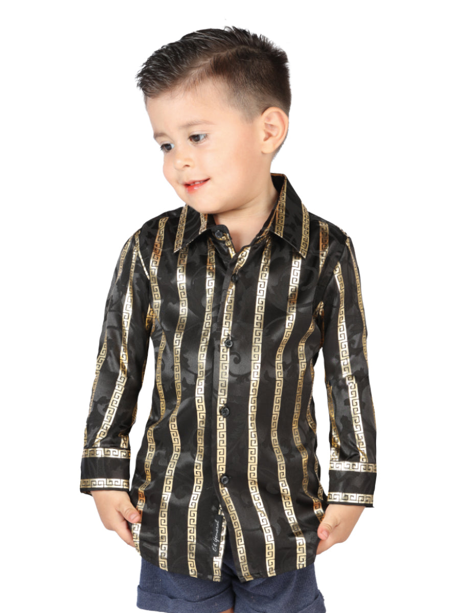 Camisa informal de manga larga El General negra/dorada 44572