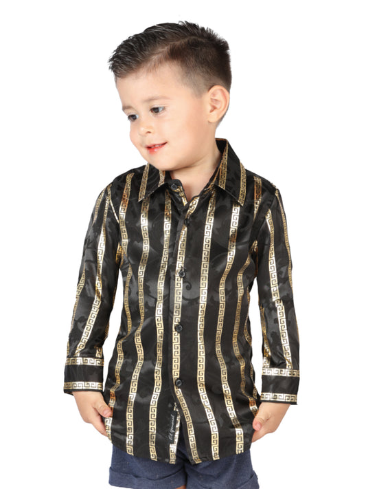 Camisa informal de manga larga El General negra/dorada 44572
