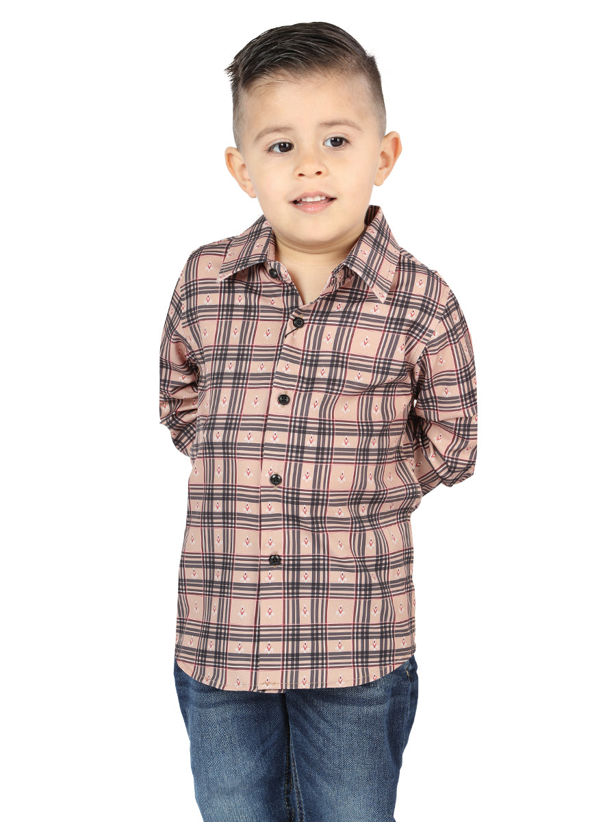 Camisa informal de manga larga beige/negra El General 44731