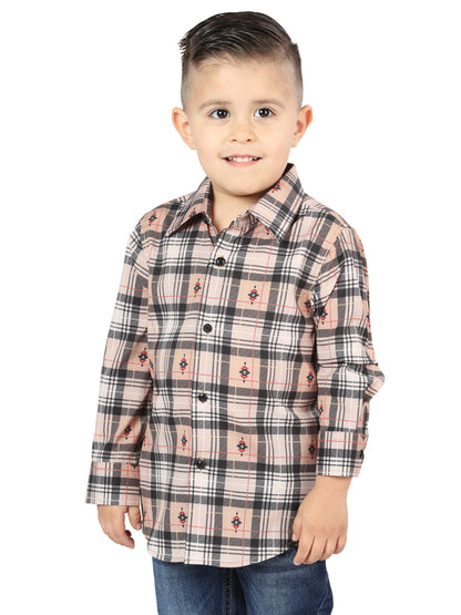 Camisa informal de manga larga El General beige/negra 44732