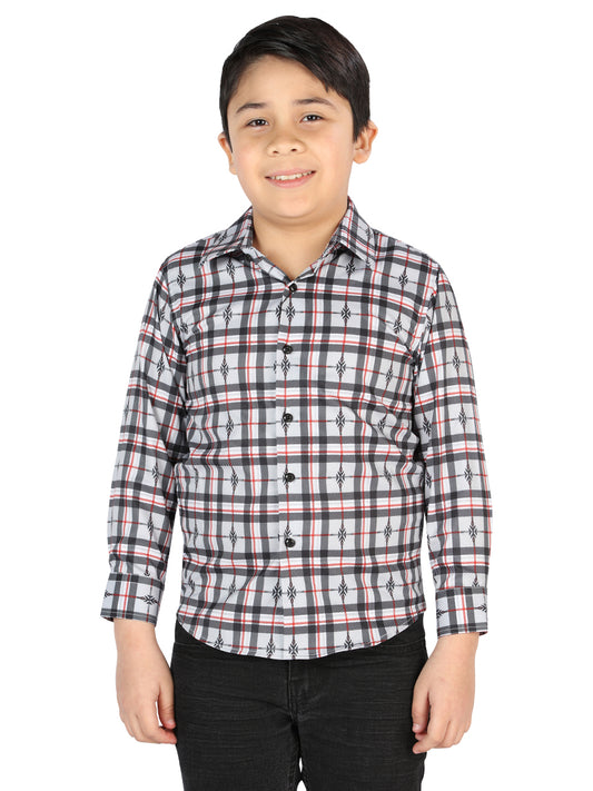 Camisa informal de manga larga El General en blanco y negro 44737