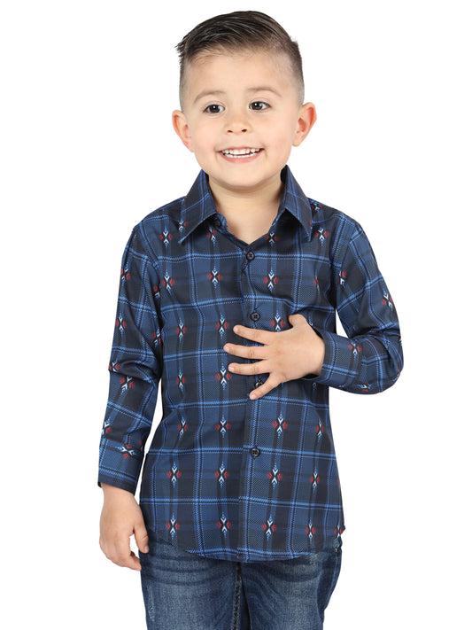 Camisa informal de manga larga El General negra/azul 44738