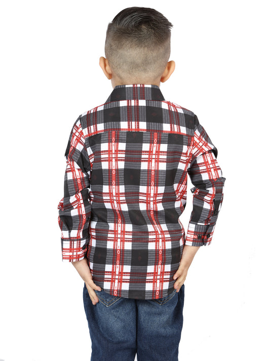 Camisa informal de manga larga El General blanca/roja 44741