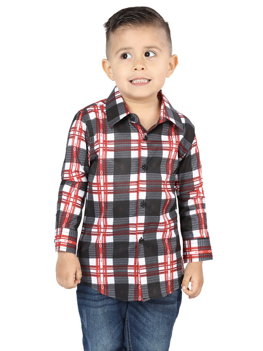 Camisa informal de manga larga El General blanca/roja 44741