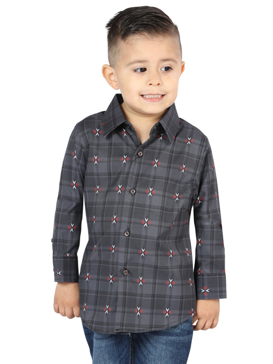 Camisa informal de manga larga El General gris/marrón 44742