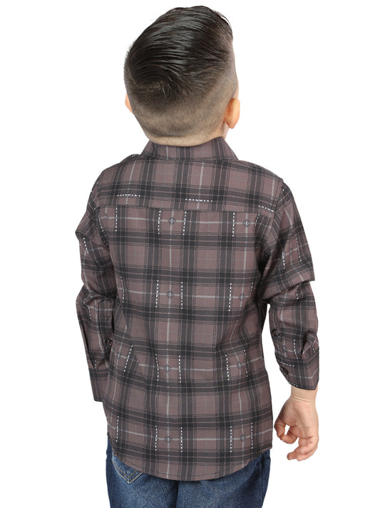Camisa informal de manga larga El General color moca/oliva 44746