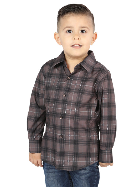 Camisa informal de manga larga El General color moca/oliva 44746