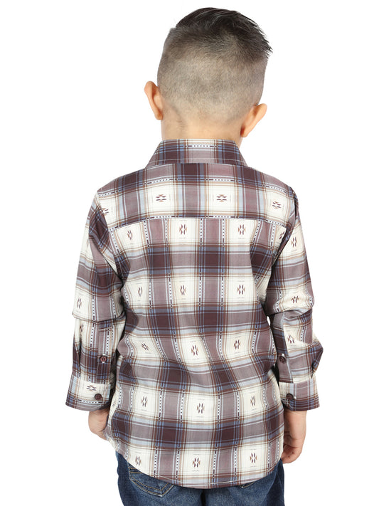 Camisa informal de manga larga El General beige/burdeos 44747