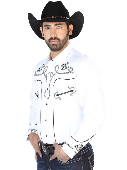 El Señor de los Cielos Embroidery Shirt  White/Black 126715