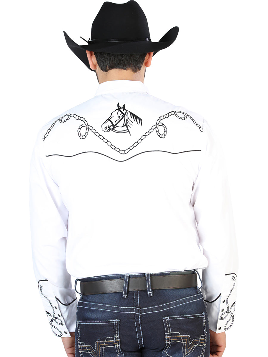 El Señor de los Cielos Embroidery Shirt  White/Black 126715